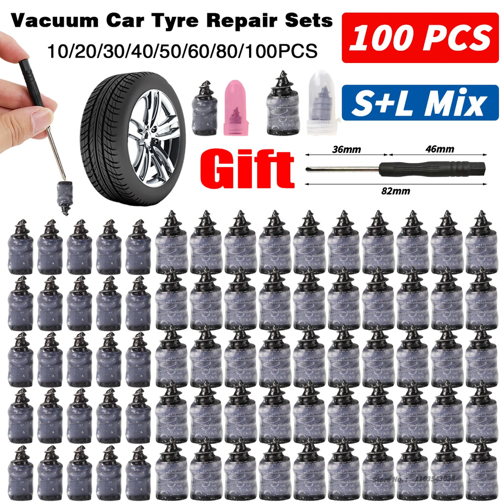 Universal Tire Repair Rubber Plugs – 100pcs Tyre Puncture Repair Kit