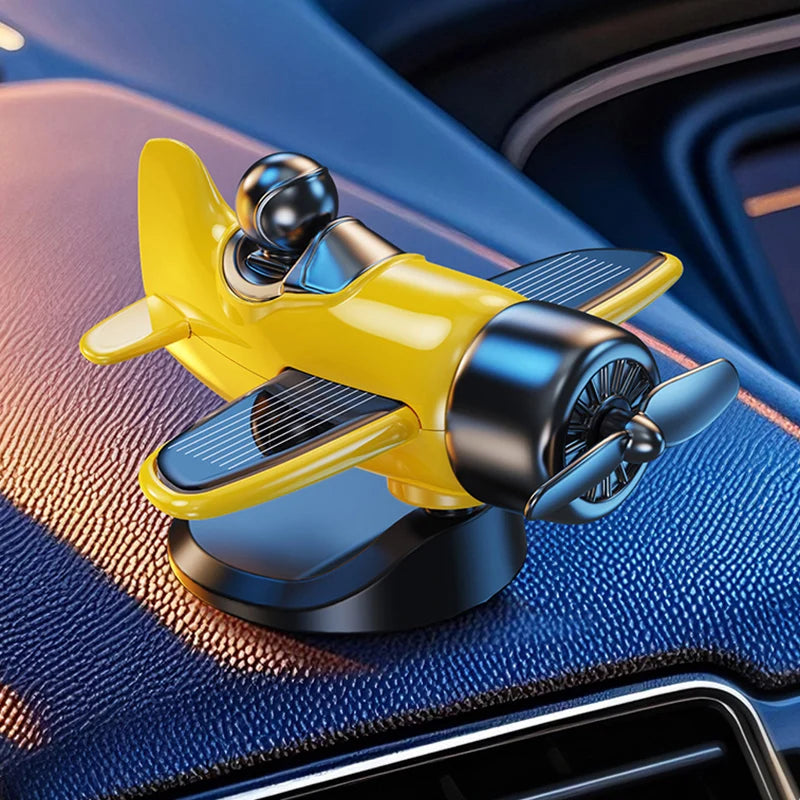 Automobile solar powered rotating small airplane car mounted ornaments, central control dashboard decoration, interior supplies