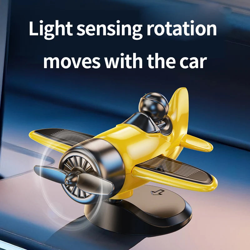 Automobile solar powered rotating small airplane car mounted ornaments, central control dashboard decoration, interior supplies