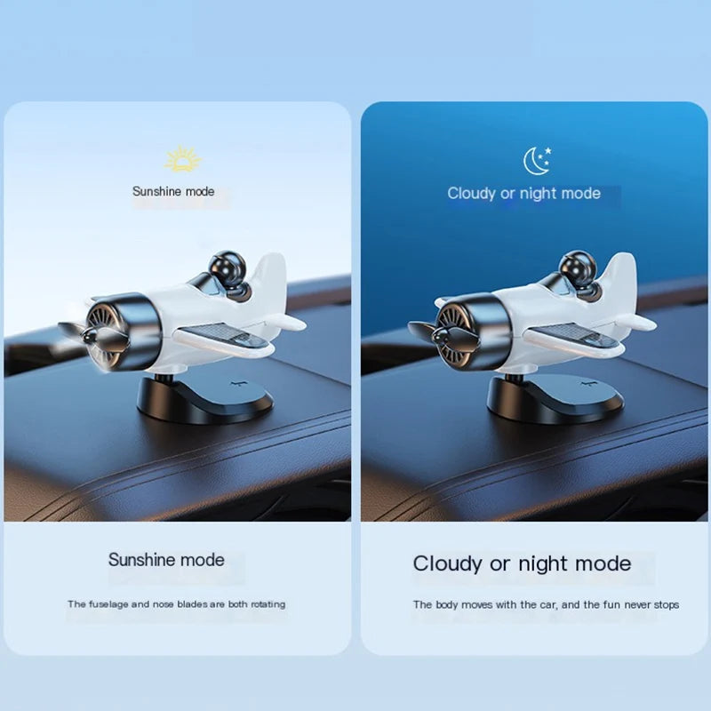 Automobile solar powered rotating small airplane car mounted ornaments, central control dashboard decoration, interior supplies