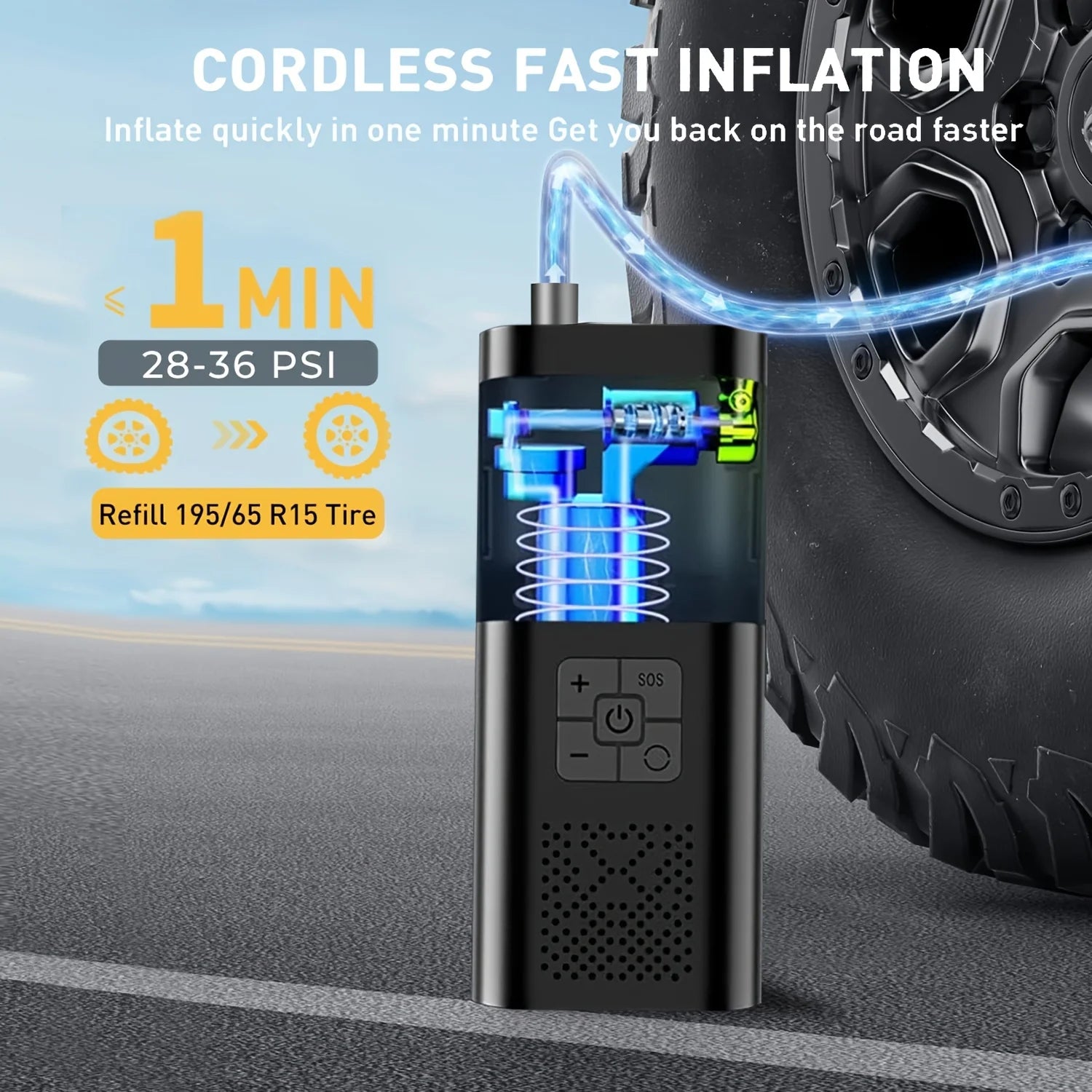 Cordless 150 PSI Portable Tire Inflator with Digital Gauge